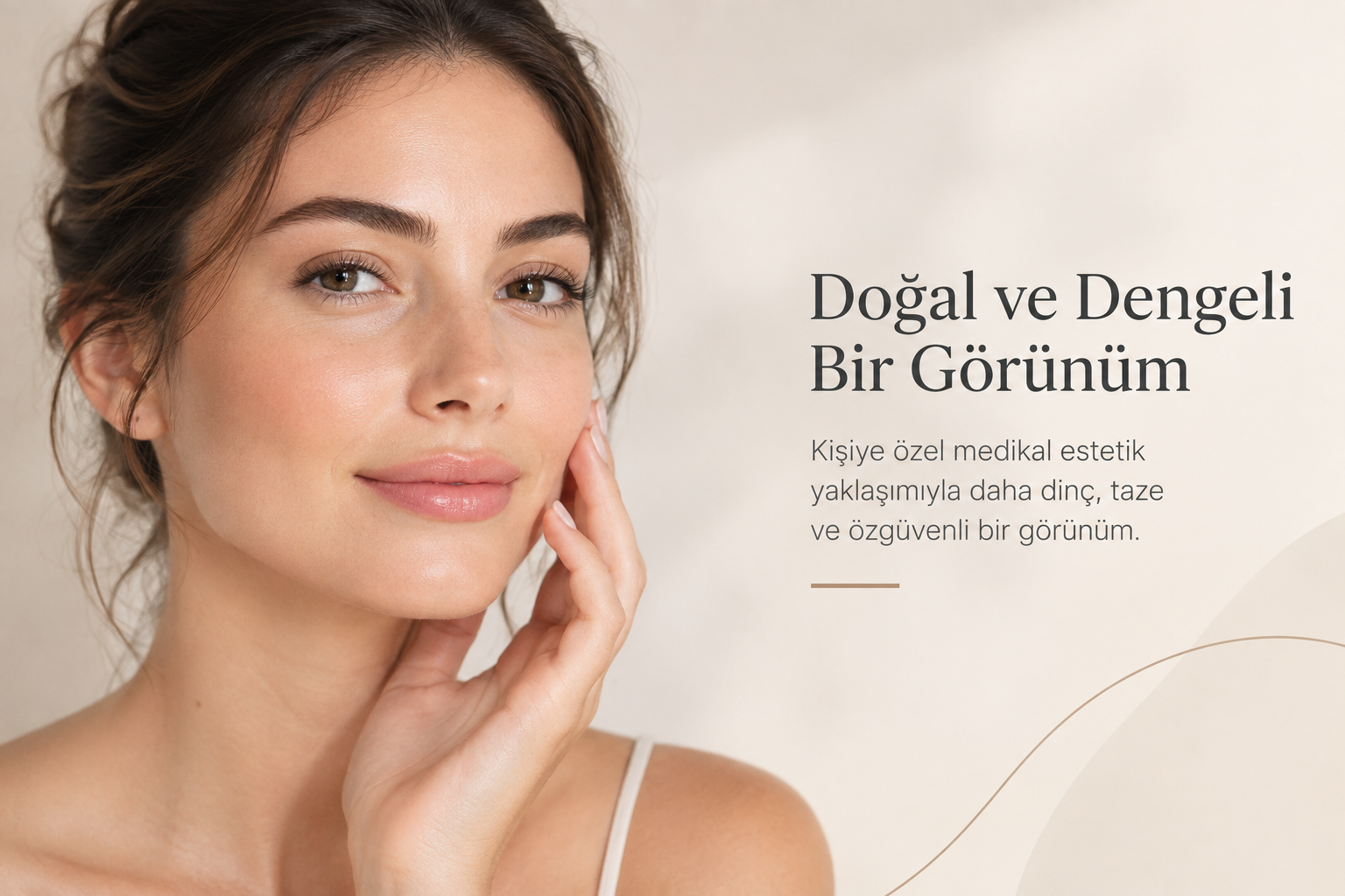Doğal ve dengeli görünümü anlatan medikal estetik görseli